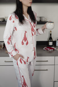 Lobster silky long pajama set