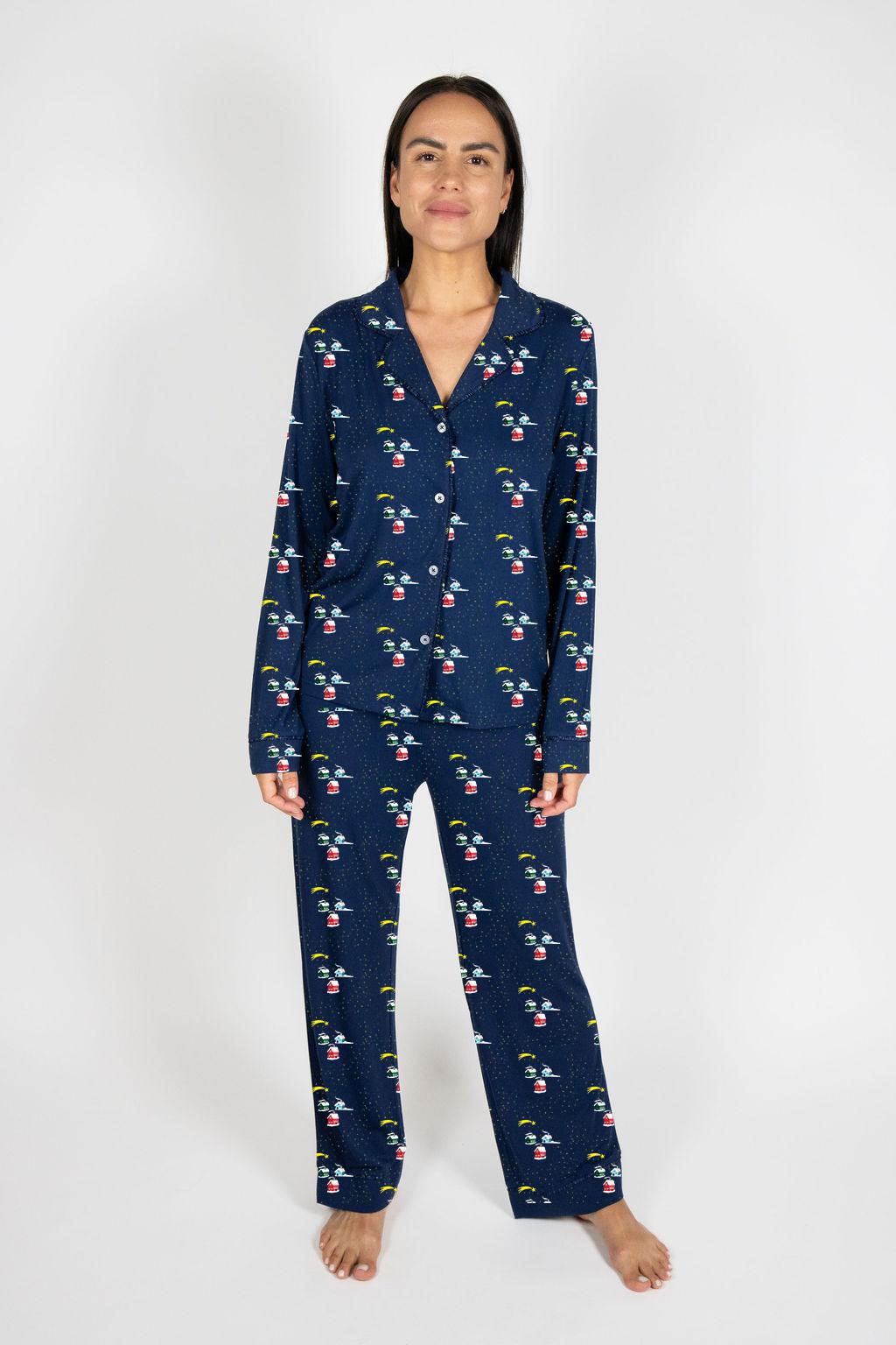 Grace long printed pajama set in Night Village – Aspen Dream - Main Image