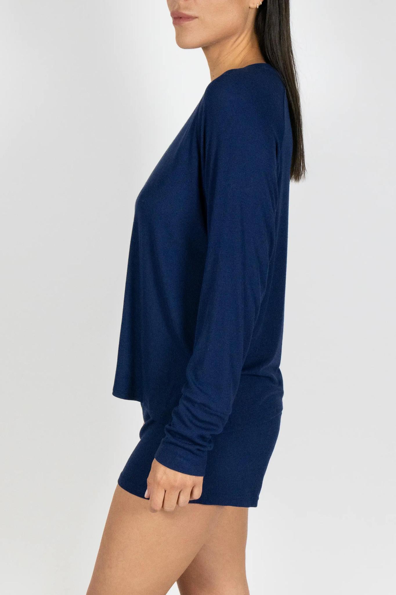Ribbed Long Sleeve Short Set