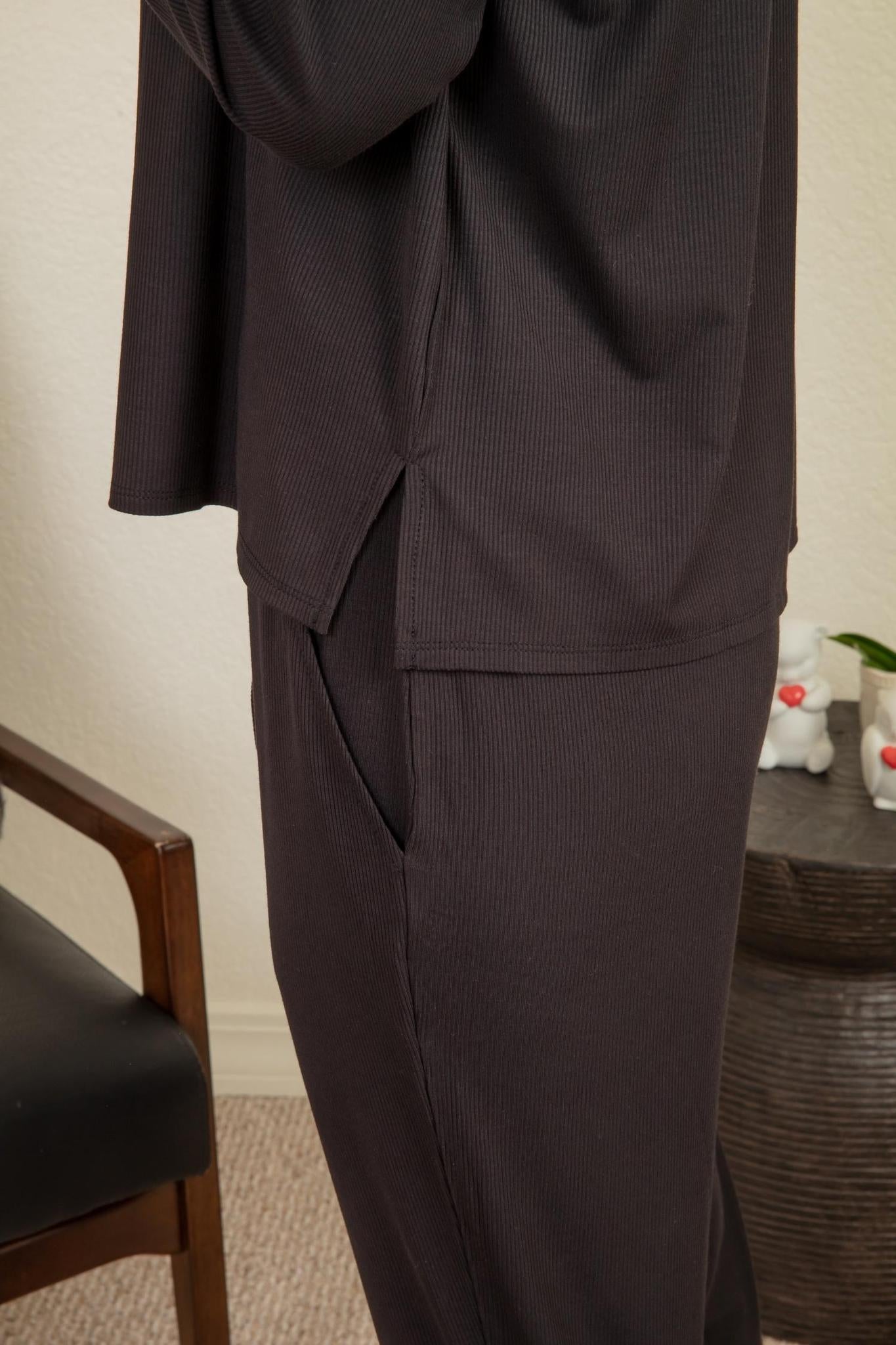 Ribbed Long Sleeve Short Set