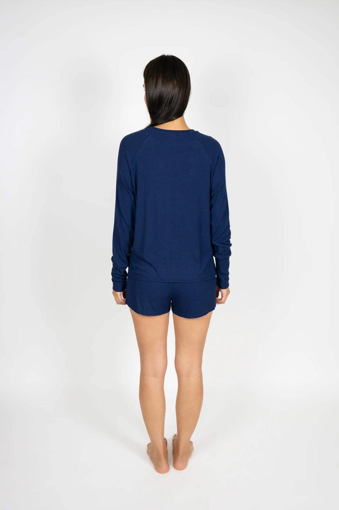 Ribbed Long Sleeve Short Set