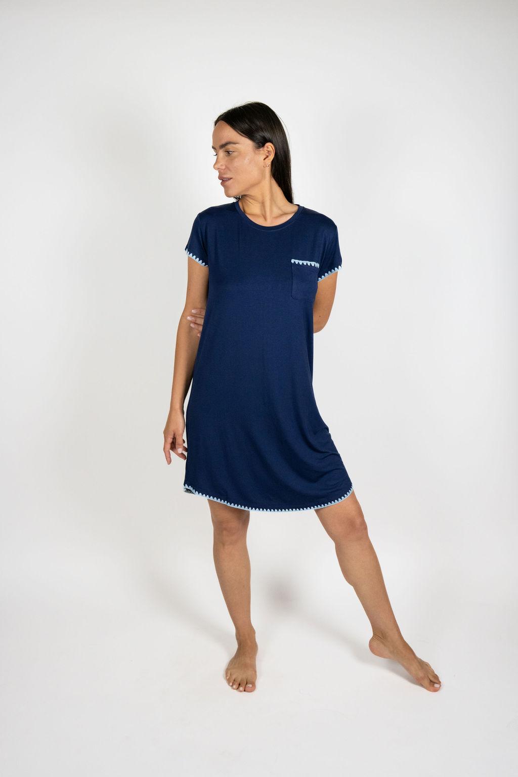 Cute stitching dress in Sailor blue XL / CSDRESS / Sailor blue