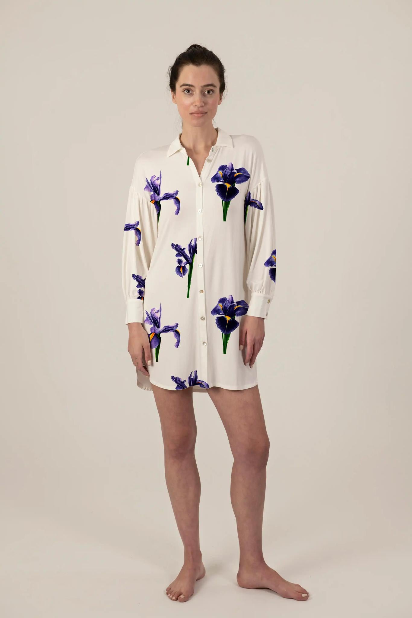 Silky satin dress Fleur-de-lis