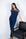 Model wearing Nora T-Shirt and Pants Set in navy with lace-paneled bamboo top and wide-leg pants