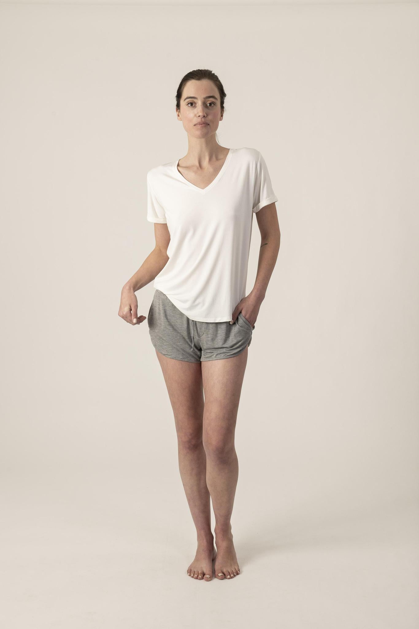 V-neck T-Shirt in ivory