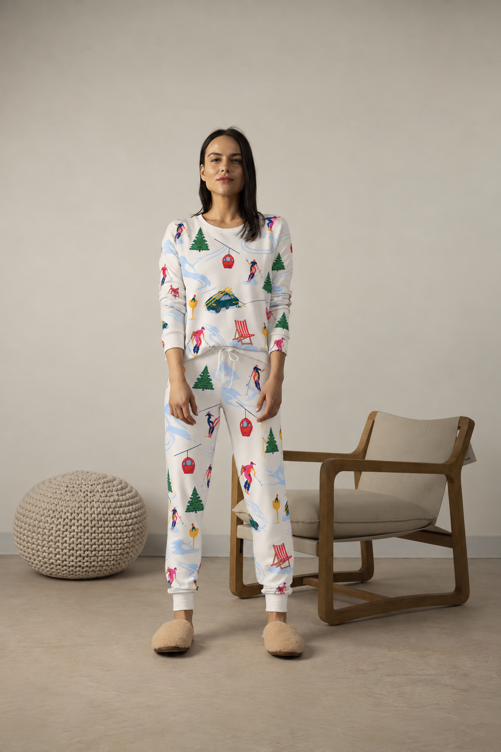 Cozy long printed pajama set