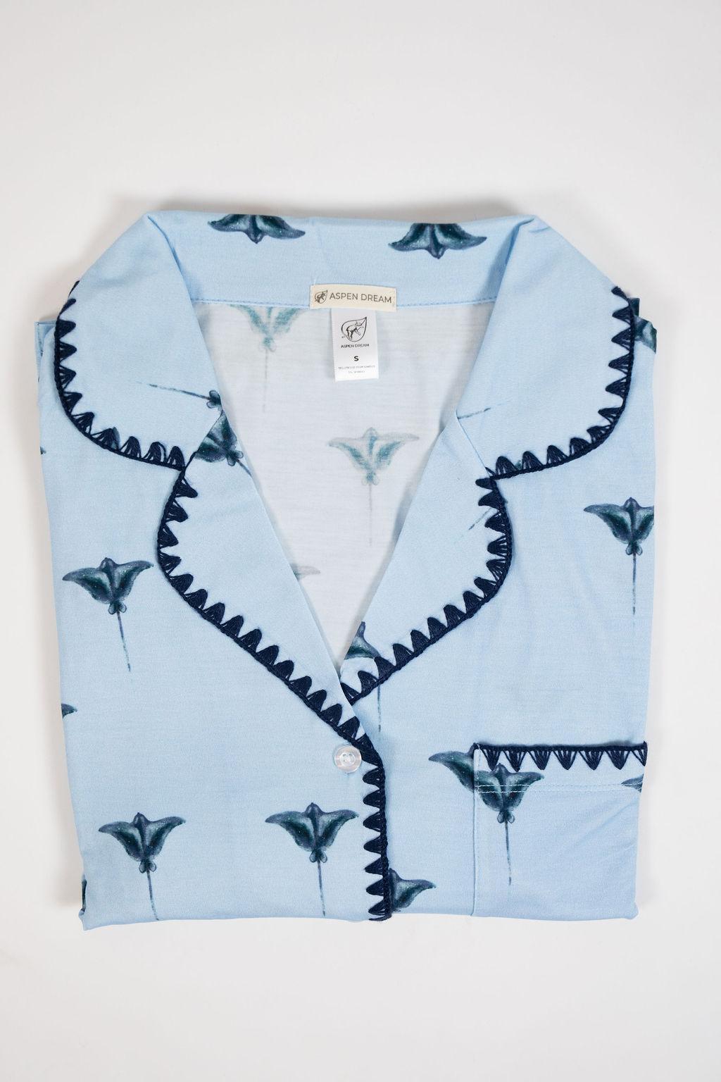 Cute stitching cropped pajama set