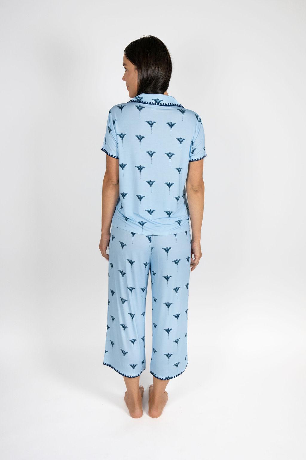 Cute stitching cropped pajama set