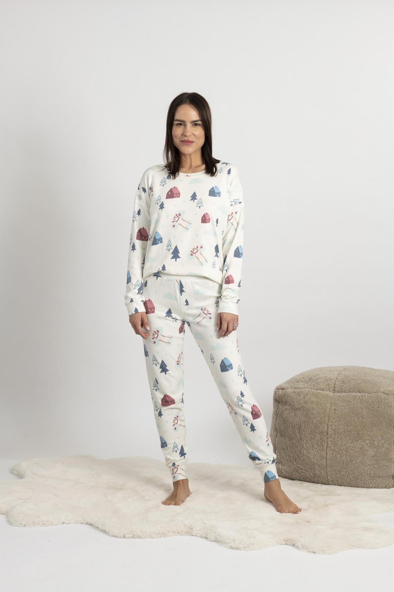 Cozy long printed pajama set