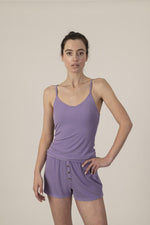 Ribbed camisole with shelf bra in violaceous