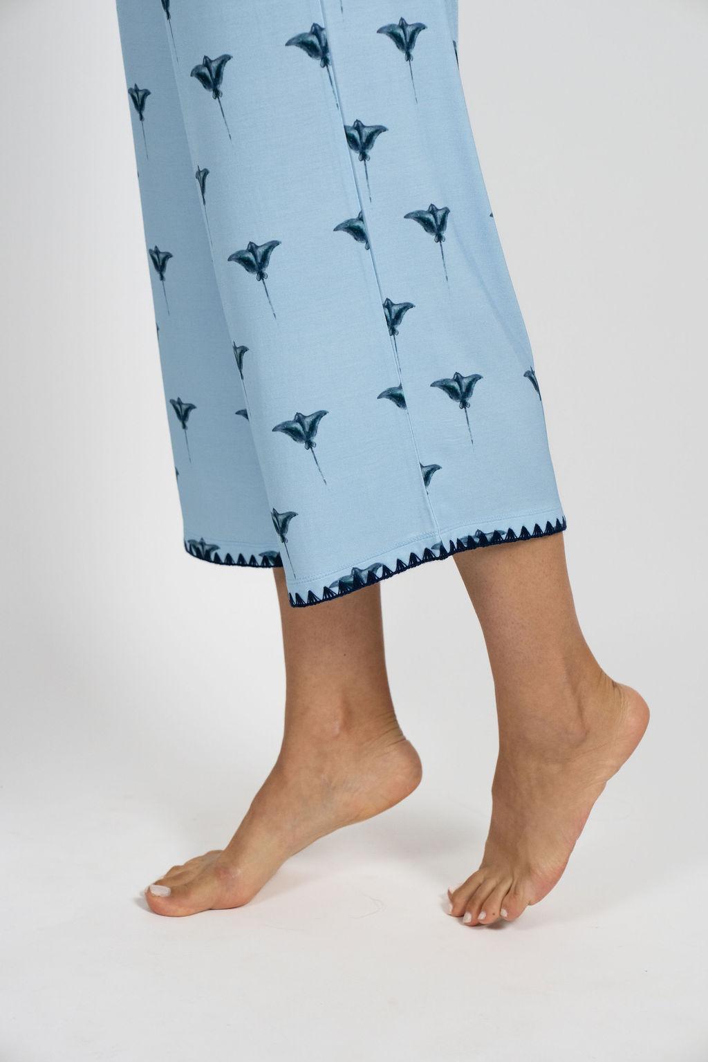 Cute stitching cropped pajama set
