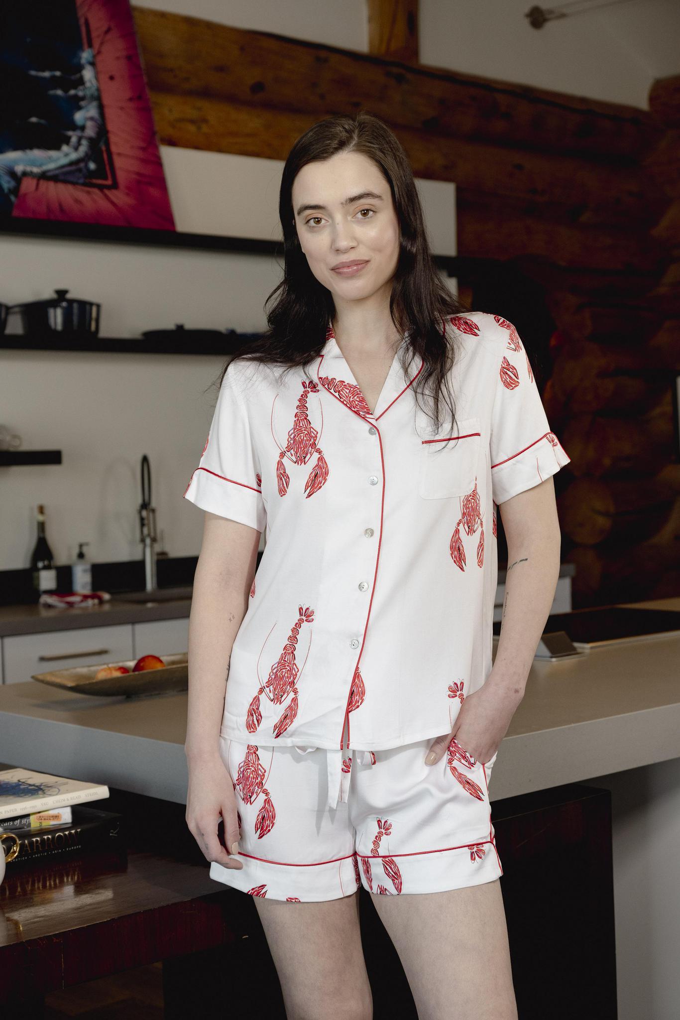 Lobster silky short pajama set