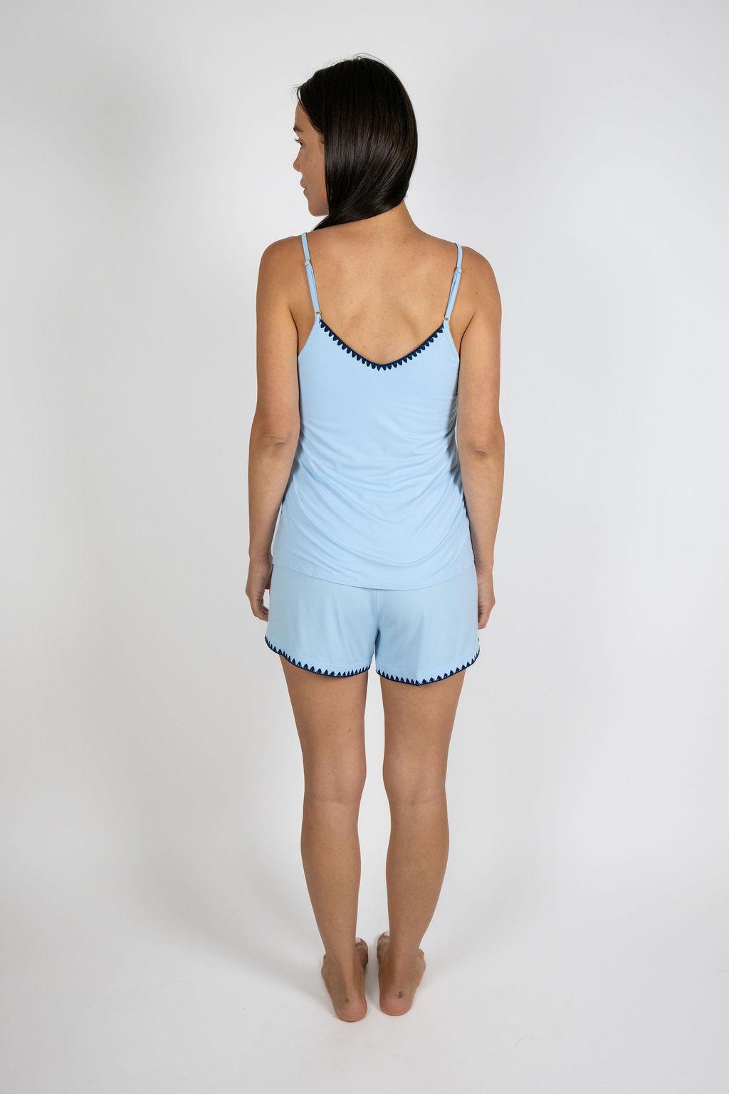 Cute stitching camisole and short set