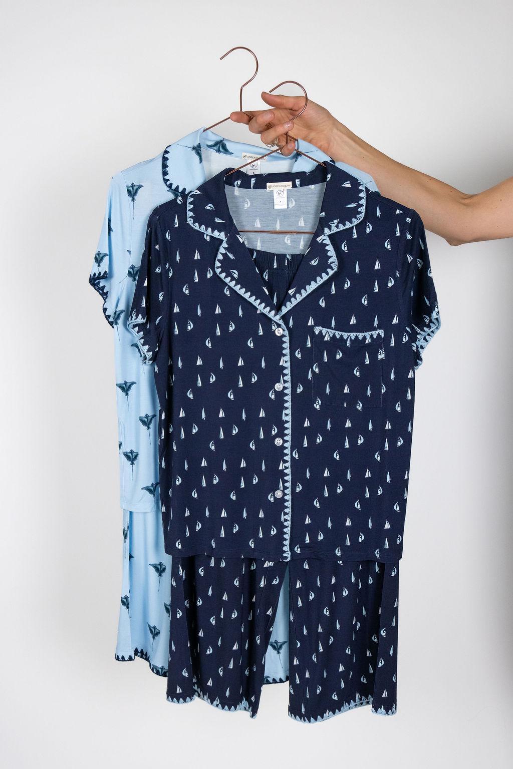 Cute stitching cropped pajama set