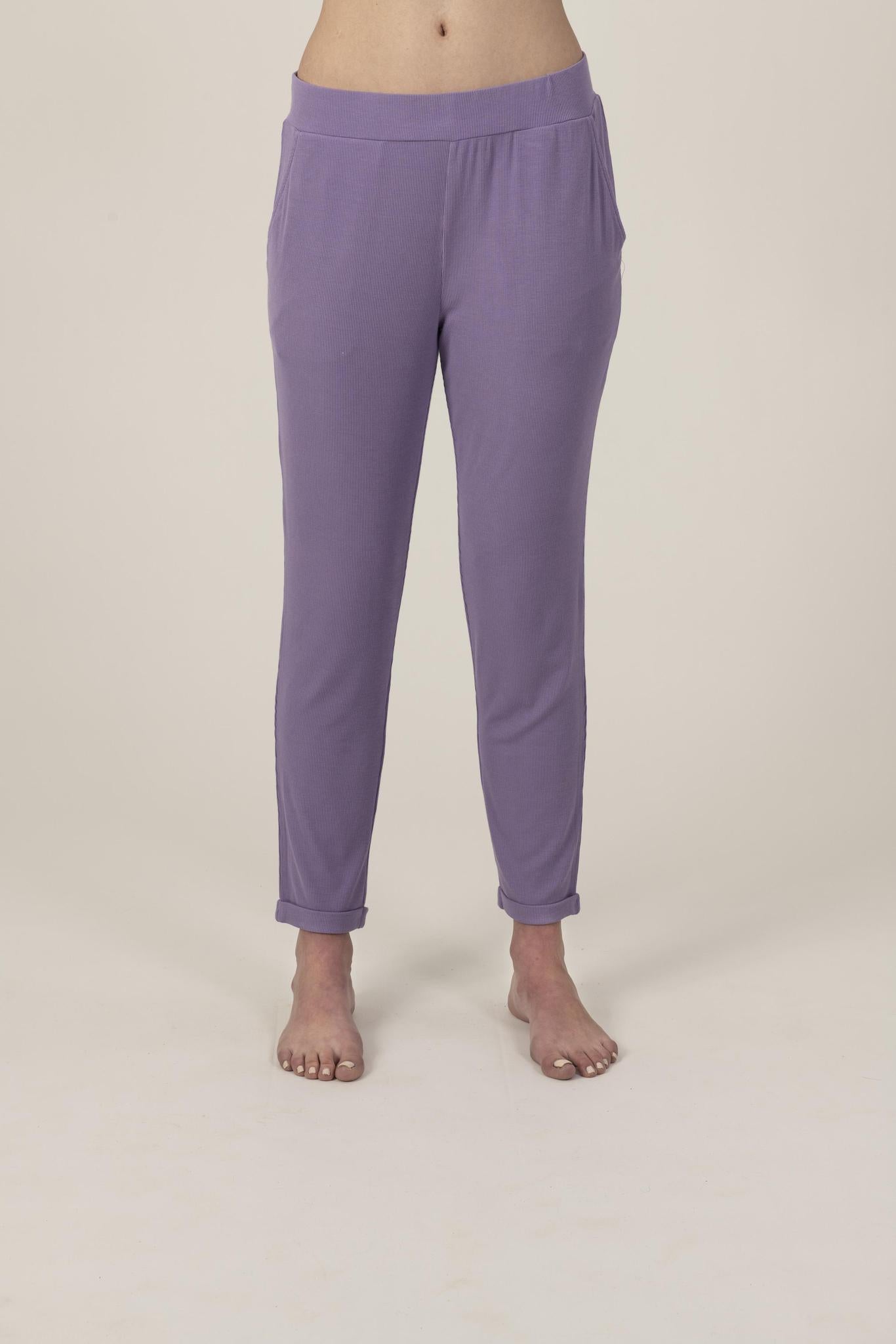 Ribbed joggers in violaceous