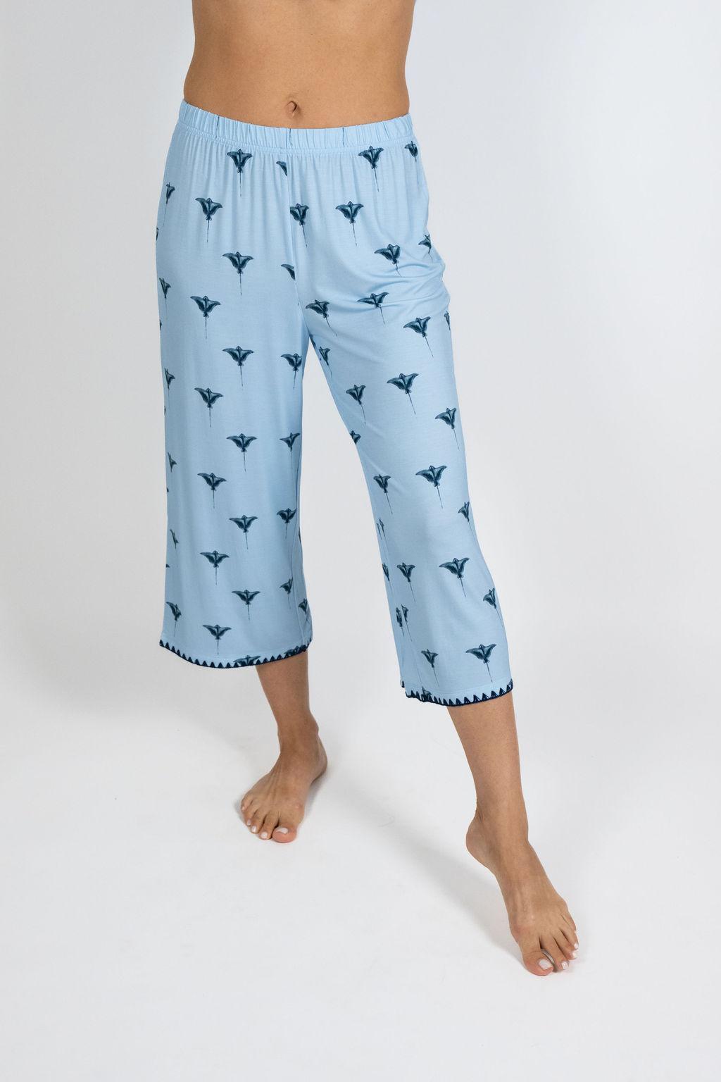 Cute stitching cropped pajama set
