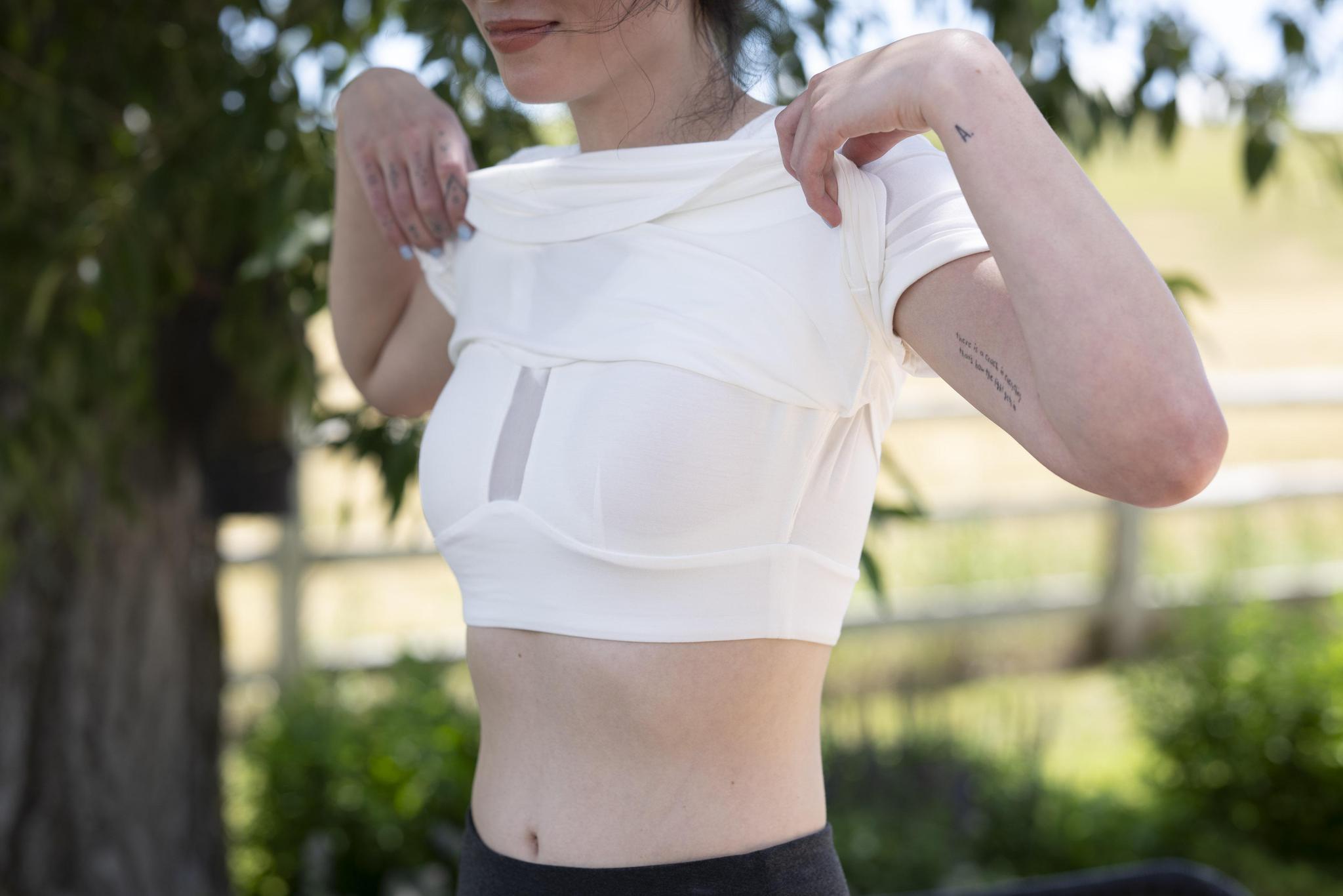 Restless lounger t-shirt with shelf bra in ivory