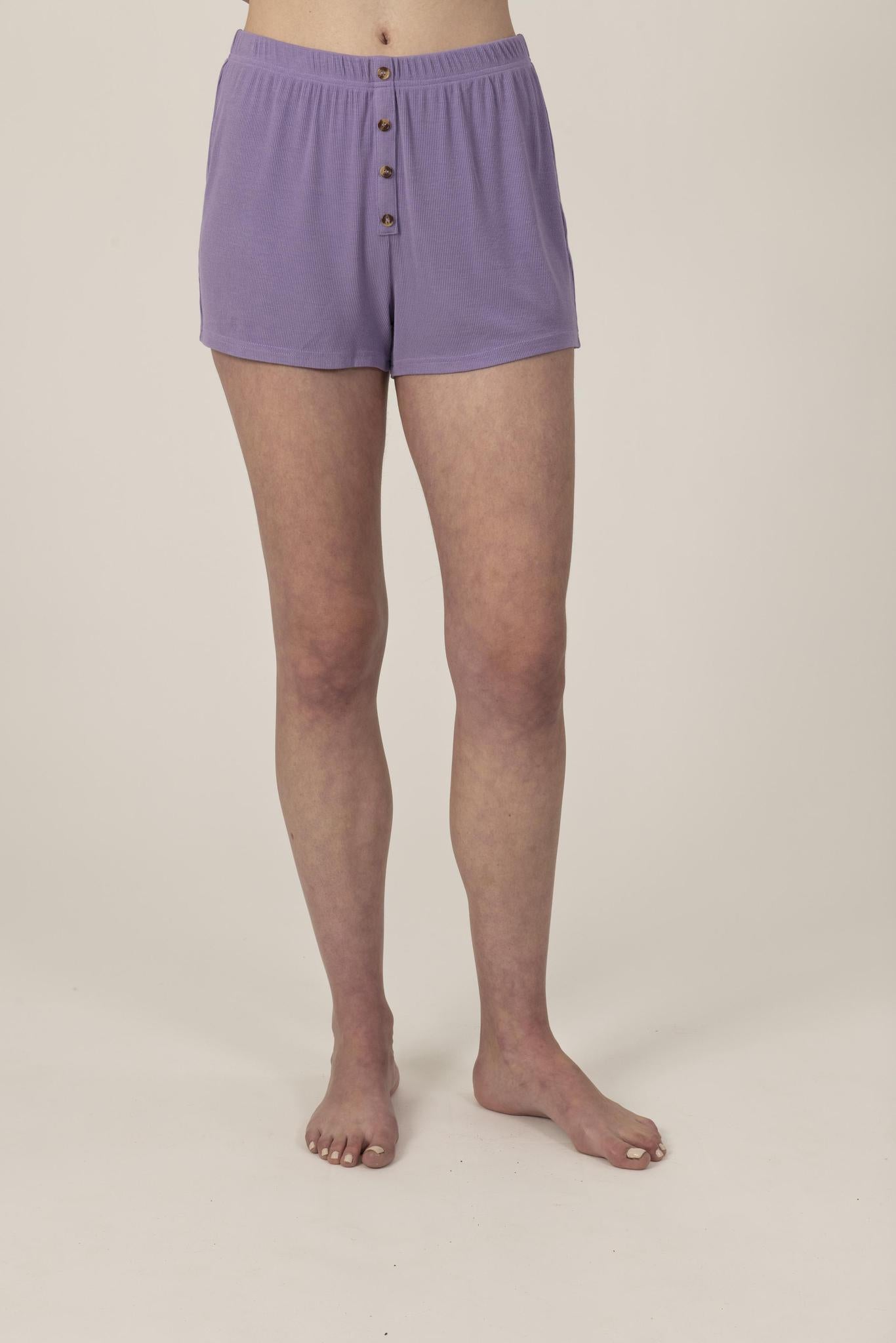 Ribbed shorts in violaceous