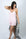 Model wearing Cute Stitching Cami Short Set in Powder Rose with contrast Night Owl whipstitch and adjustable cami straps