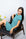 Model wearing the Cute Stitching Sleep Dress in Antigua with teal stitching and relaxed fit