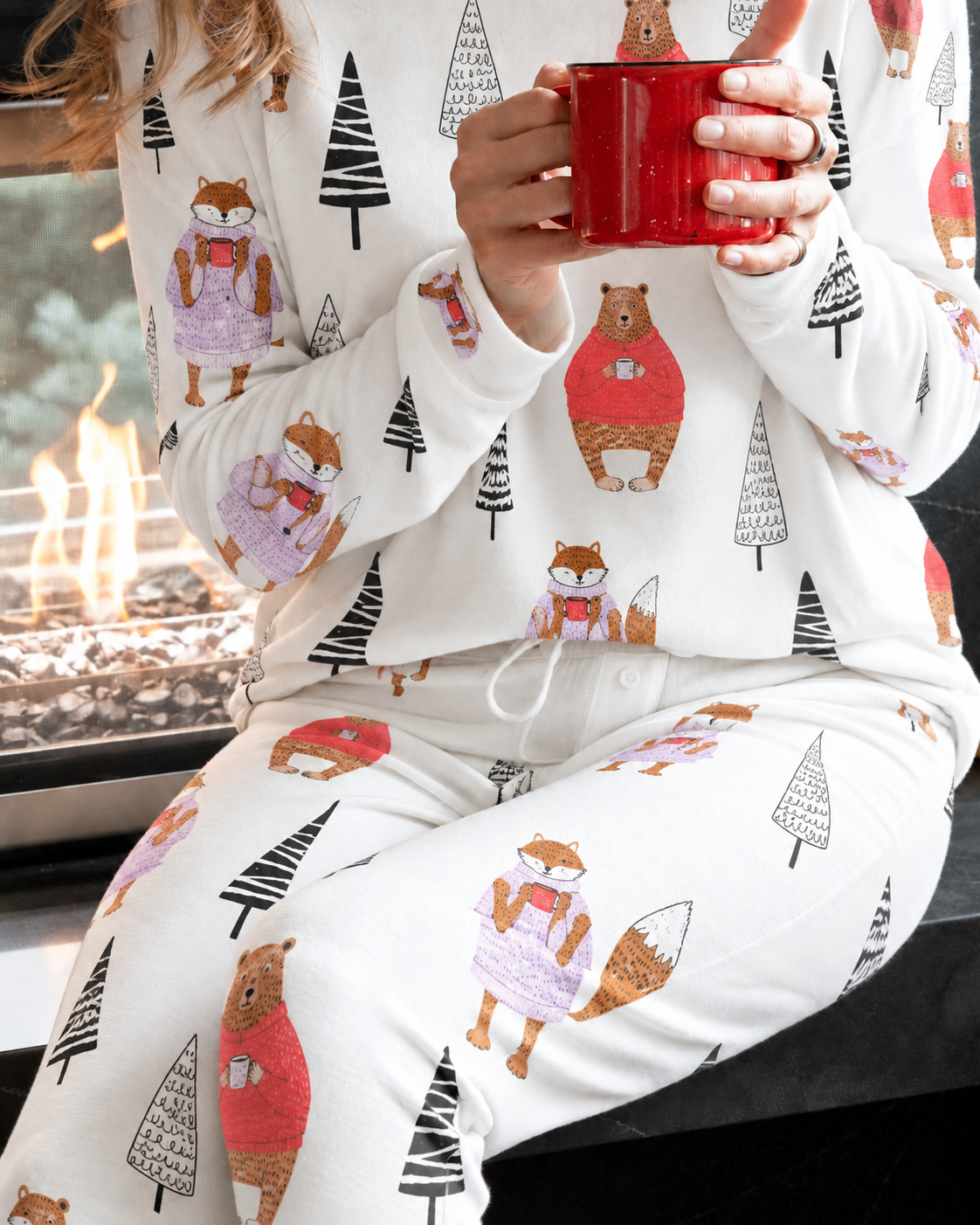 Cozy long printed pajama set