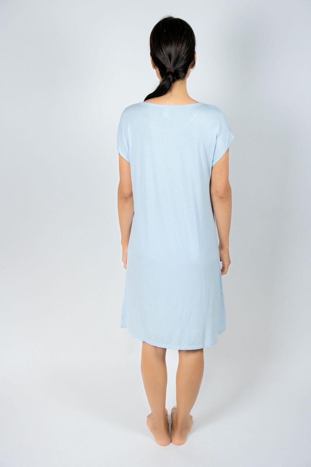 Back view of Nora T-Shirt Dress in Ice Melt showing relaxed fit and soft drape