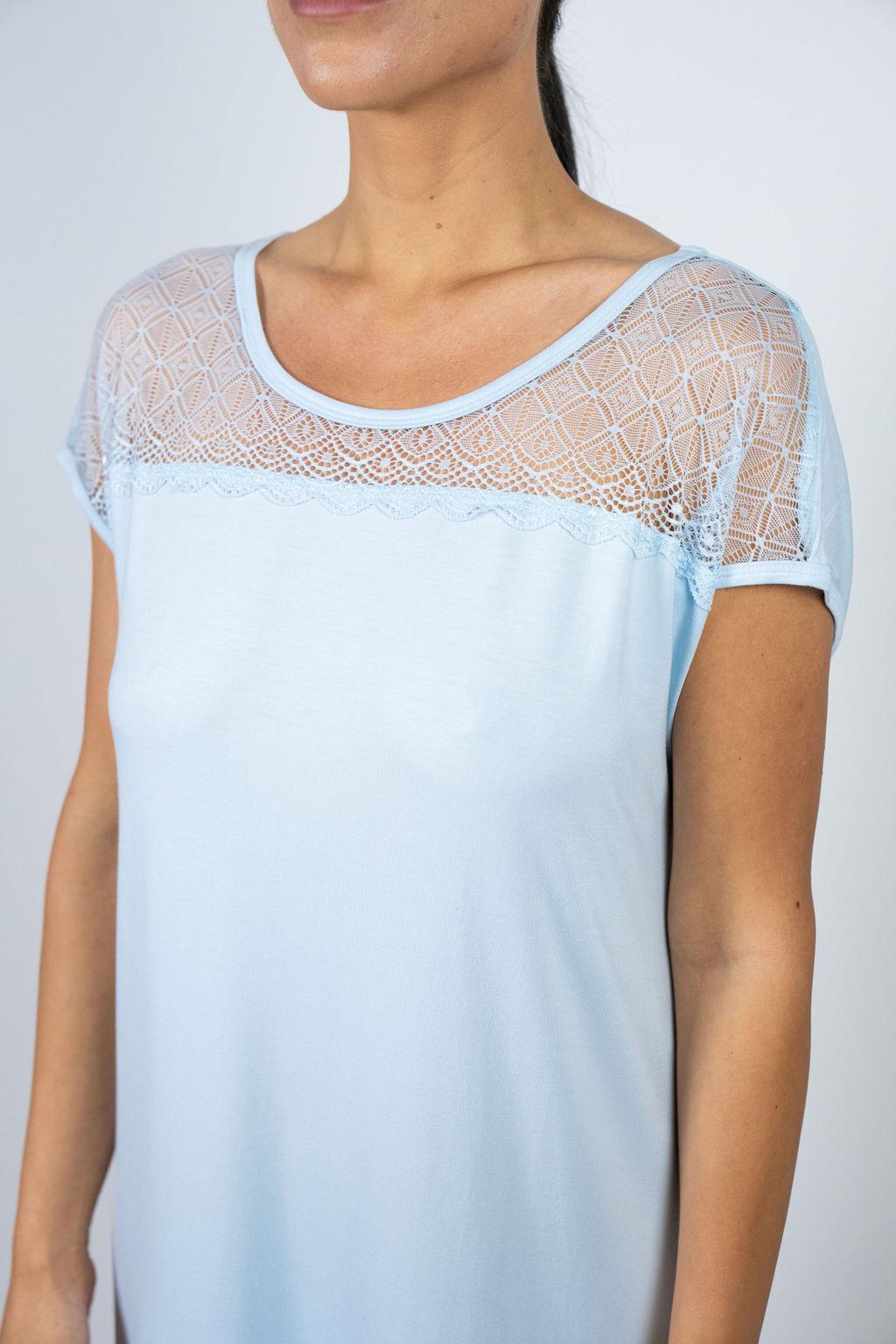 Close-up of lace panels and seamless bamboo fabric on the Ice Melt dress