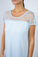 Close-up of lace panels and seamless bamboo fabric on the Ice Melt dress