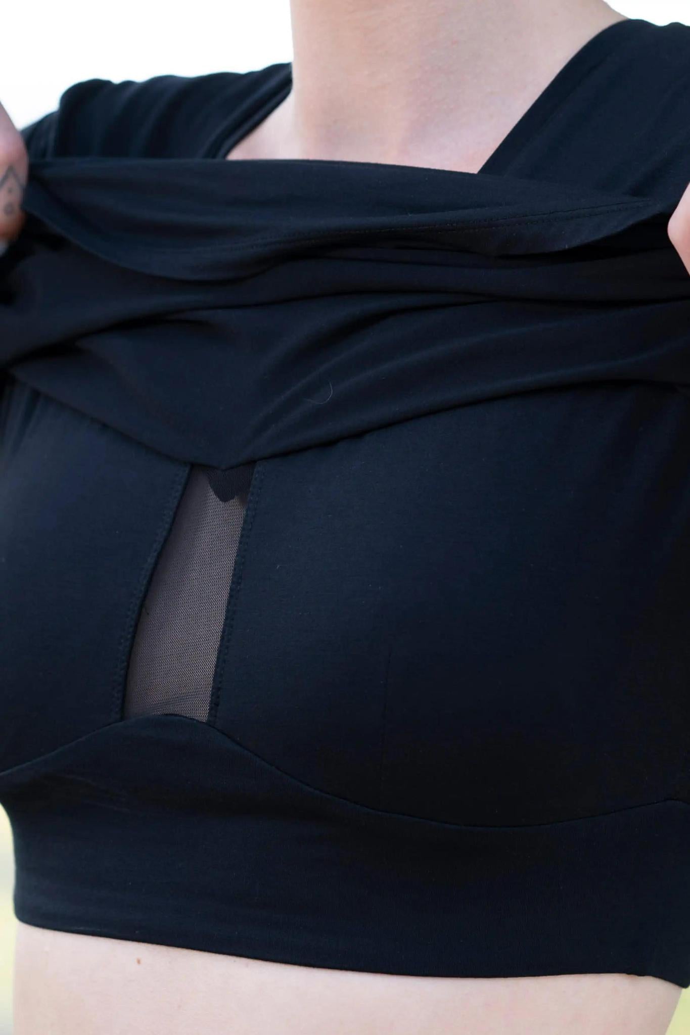Close-up of the built-in shelf bra