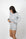 Side view of Ribbed Shorts in Silver showing relaxed fit and soft bamboo fabric.