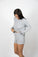 Side view of Ribbed Shorts in Silver showing relaxed fit and soft bamboo fabric.