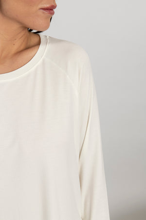 Ribbed long sleeve top in ivory